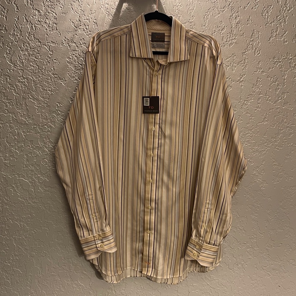 Thomas Dean Men’s XXL Striped Button-Up Dress Shirt